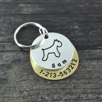 

Personalized dogtags, Schnauzer dog tag,Custom Dog ID Tag, Hand Stamped Identification Dog Tag, engraved name and number