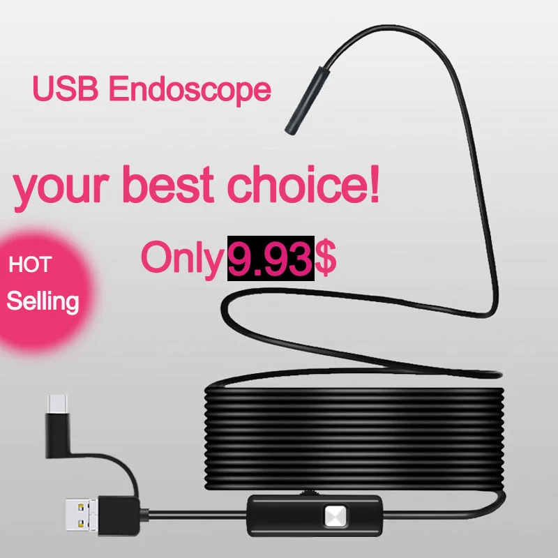 

720P USB Camera Industrial Endoscope Inspection Camera Endoscope camera 10m IP68 Waterproof With 8 Led for Windows & Macbook PC