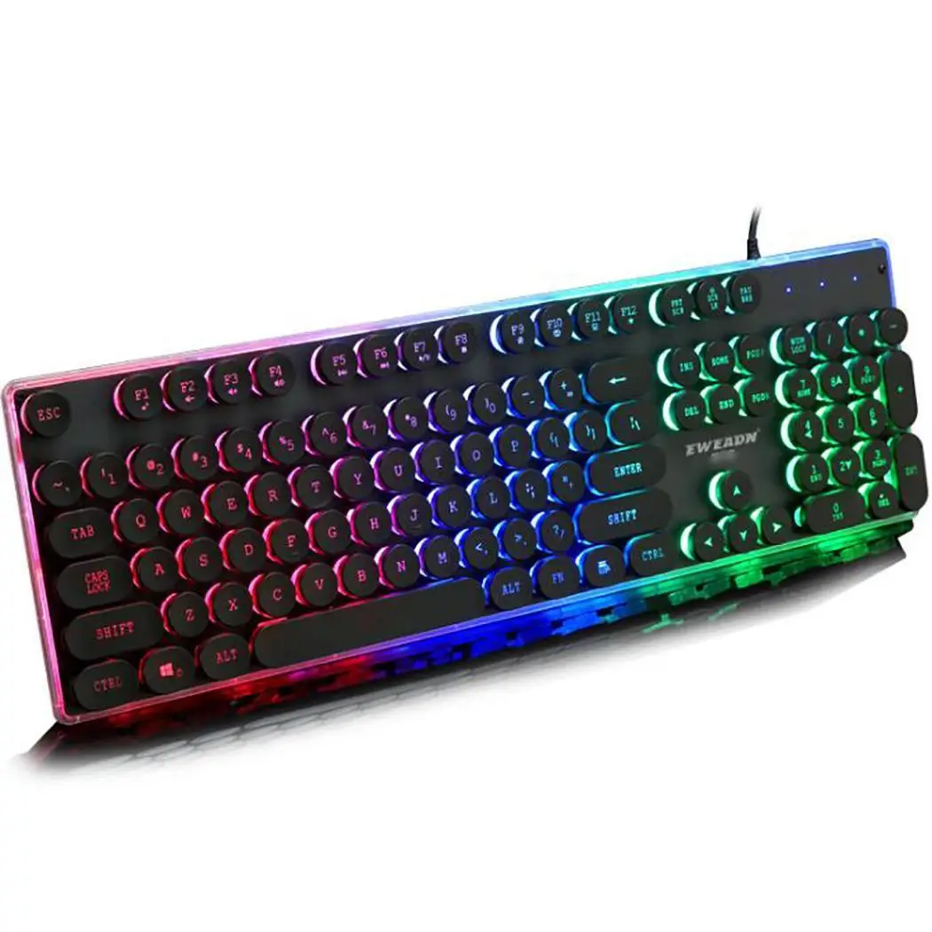 Gaming Keyboard Desktop Retro Glowing USB Wired Keyboard 5V/DC +- 0.5V Metal 200mA Panel Ultra-thin design