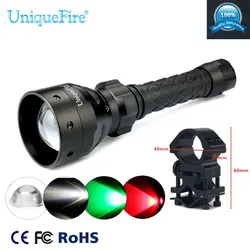 UniqueFire 1406 XRE черный светодиодный фонарик 3 Режим зум 50 мм выпуклая линза Вт водонепроницаемая лампа фонарь (G/R/W свет) + QQ07 ScopeMount