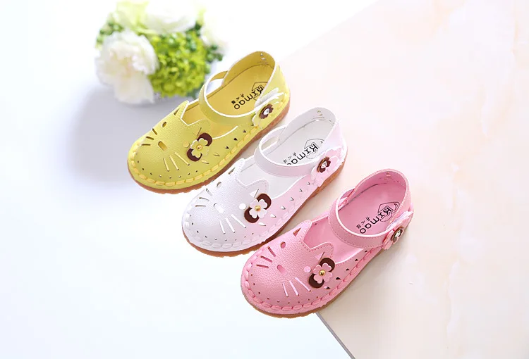 Kalupao 2018 Spring Summer Fashion Hollow Kids Girls Princess Shoes Children'S Single Shoes Cute Cat Cow Muscle Flat Sandals (10)