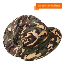Унисекс Открытый Boonie промытый хлопок саржа подбородок шнур Военная камуфляжная шляпа для охоты путешествия солнцезащитные кепки ведро стиль рыболовные шляпы