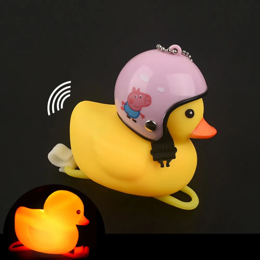 Flash Deal 1pc cartoon yellow silicone duckling helmet headlight bicycle light mountain bike handlebar duck headlight bell bicycle accessor 5