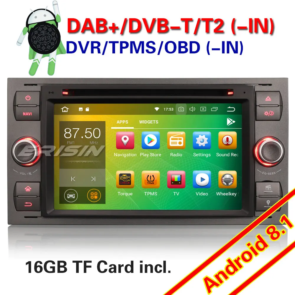 Erisin ES3866F 7 &quotАвто Радио Android 8 1 четырехъядерный 2G ram PX30 автомобильный dvd-плеер