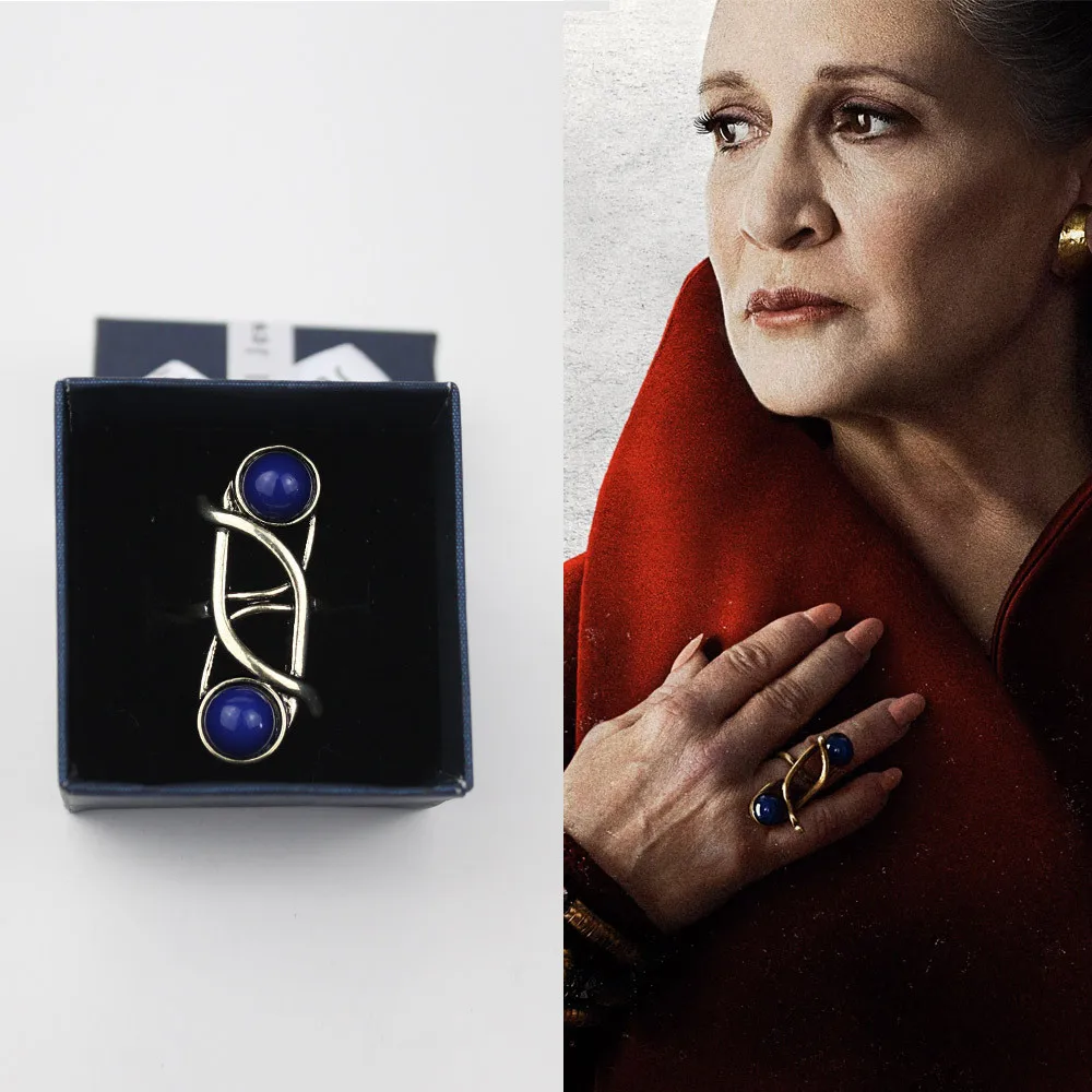 Женское кольцо для косплея The Last Jedi Princess Leia Винтажное с драгоценными камнями на