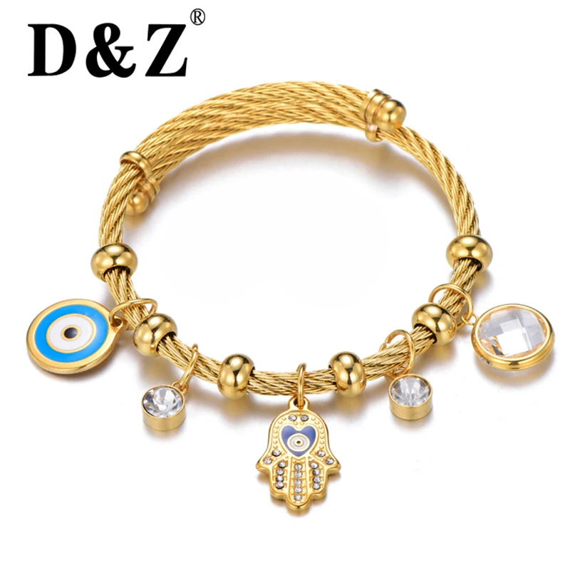D & Z ислам глаз браслет с дизайном Фатима Для женщин нержавеющая сталь