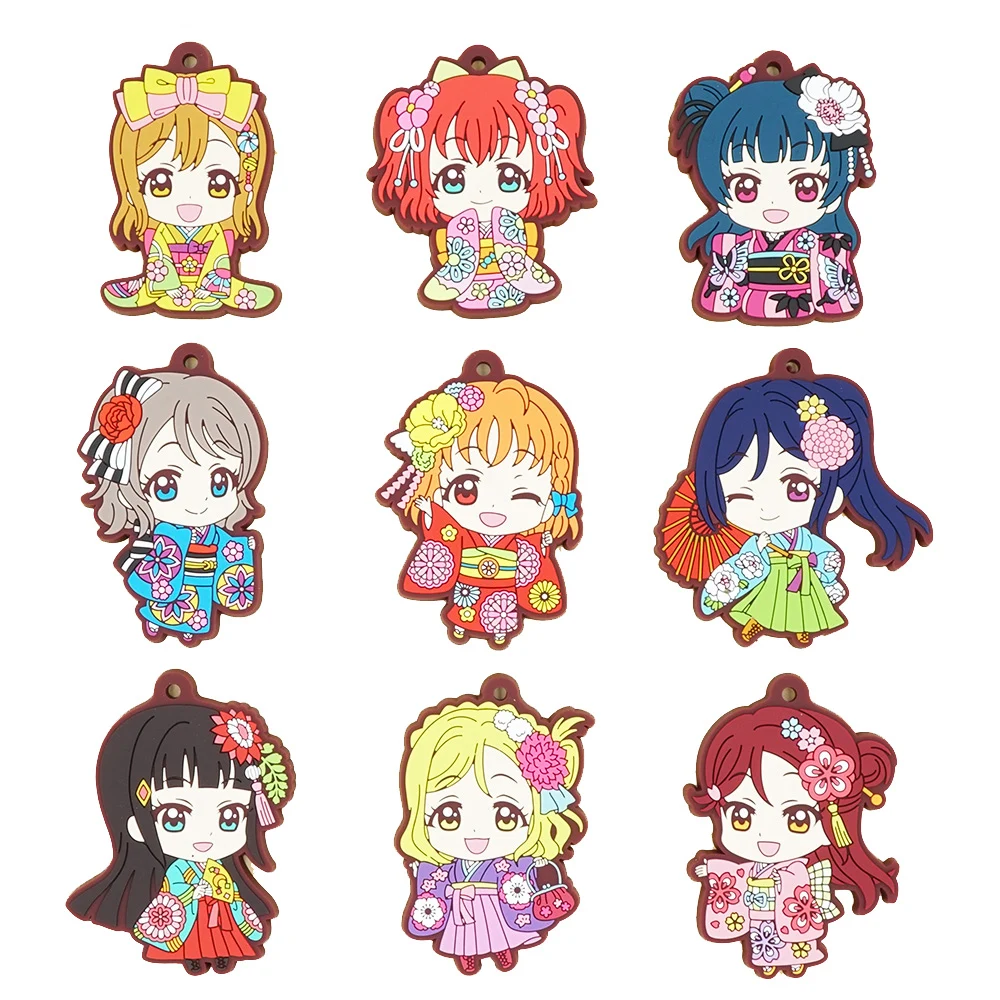 Love Live Sunshine Aqours аниме Chika You Yoshiko Ruby Dia Kanan Hanamaru Mari Riko кимоно Matsuri резиновый брелок