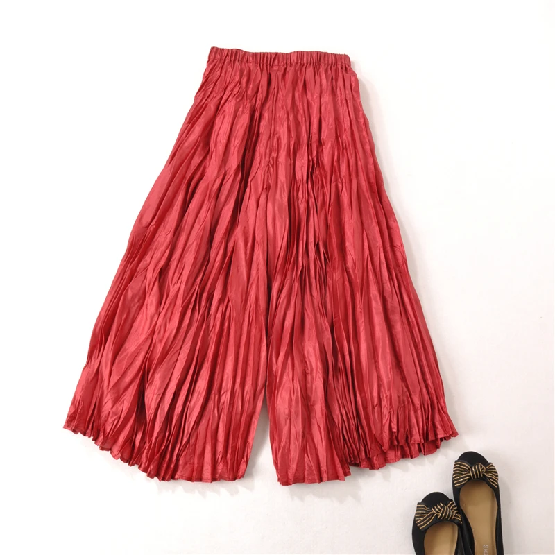 

Fashionable pleated trousers MIYAKE PLEAT elastic waist pleated broad-legged trousers skirt-pants nine-minute pants free ship