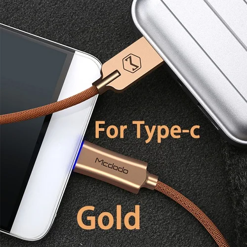 MCDODO usb type C кабель для быстрой зарядки USB C кабель QC 3,0 кабель для зарядки и передачи данных для samsung S10 huawei P20 Pro xiaomi redmi USB провод - Цвет: Gold