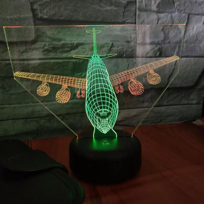 

Airliner 3d Visual Night Light Creative 7 Color Touch Charging Led Stereo 3D Lamp Gift Christmas decorations gift for baby room