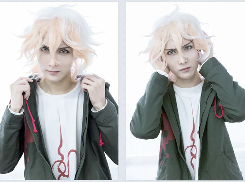 Супер Danganronpa 2 Nagito Komaeda Косплей Плащ Толстовка армейский зеленый цвет длинная куртка с капюшоном костюмы на Хэллоуин