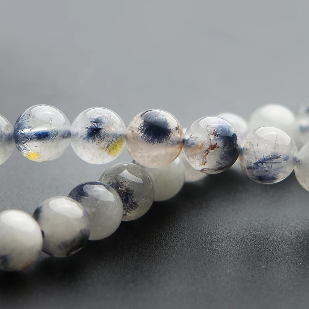 Настоящий натуральный синий рутилированный Дамский кварцевый браслет с кристаллами 7 мм, круглые бусины драгоценный камень для женщин дамские подарочные браслеты