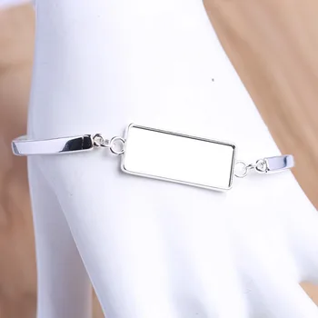 

onwear 5pcs silver plated fit 10x25mm rectangle cabochon bracelet base settings diy bangle bezel blanks diy jewelry findings