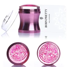 Rose Gold Metal Handle Nail Stamper Clear Silicone Jelly Head with Cap & BORN PRETTY Scraper Manicure Nail Art Tool