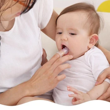 

Cute Children Teeth Clear Massage Baby Finger Toothbrush With Box Soft Silicone Infant Rubber Cleaning Brush Massager Set