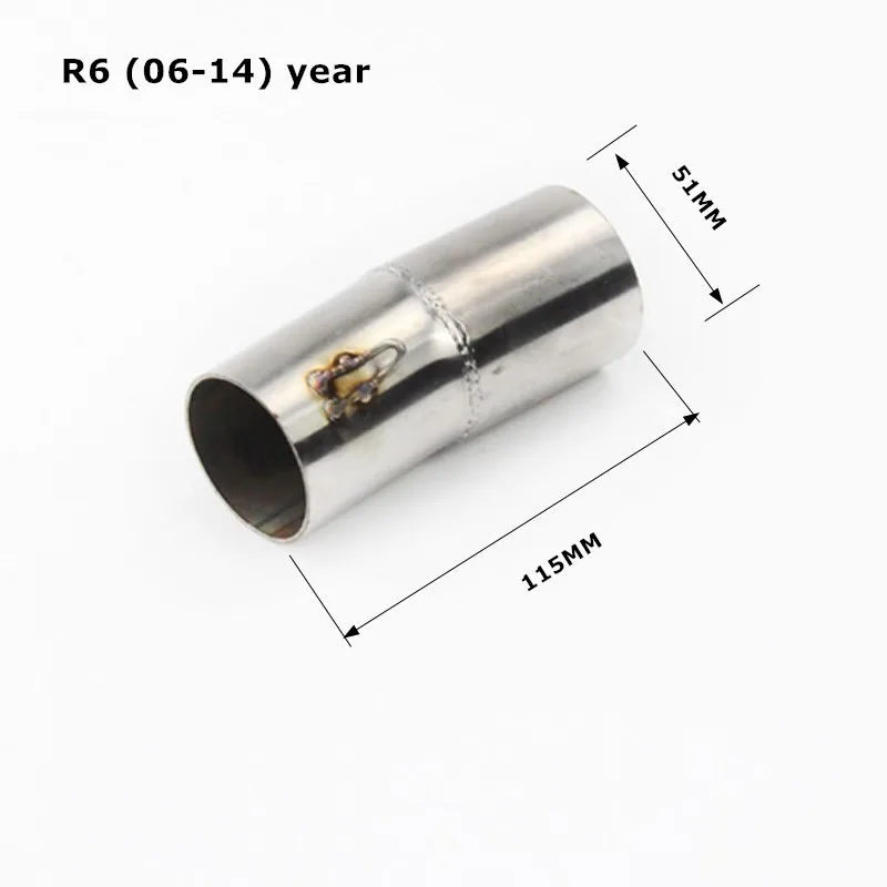 

YZF-R6 Connector Slip On Stainless Steel Middle Link Pipe Motorcycle 51MM Exhaust Muffler Escape For YAMAHA YZF R6 2006-2014