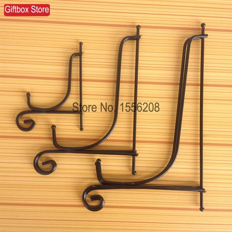 Wonderful wrought iron plate hangers Set Of 3 Black Wrought Iron Plate Rack Dish Display Bracket Desktop Decorate Clock Picture Frame Crafts Easel With Clockclock Aliexpress