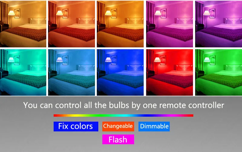 Рождественское освещение E27 10 W RGB Светодиодный светильник 110 V 220 16 Цвет изменения