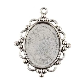 

1000g Tibetan Style Antique Silver Alloy Flat Oval Retro Pendant Cabochon Settings for Pendants Decorate Tray: 40x30mm