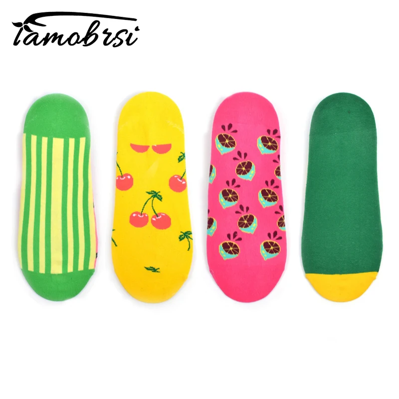 

Happy Crew Street Style Watermelon,Corn,Cherry,Lemon Socks Ankle Cotton Short Summer Funny Women Men Colorful Boat Socks Male