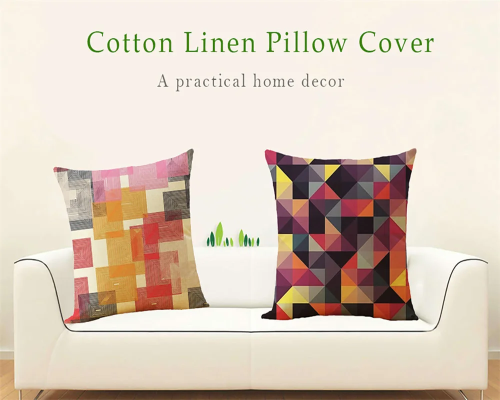 Colorful Geometric Pillowcase 43x43CM (17x17IN) Gradient Plaid Pillow