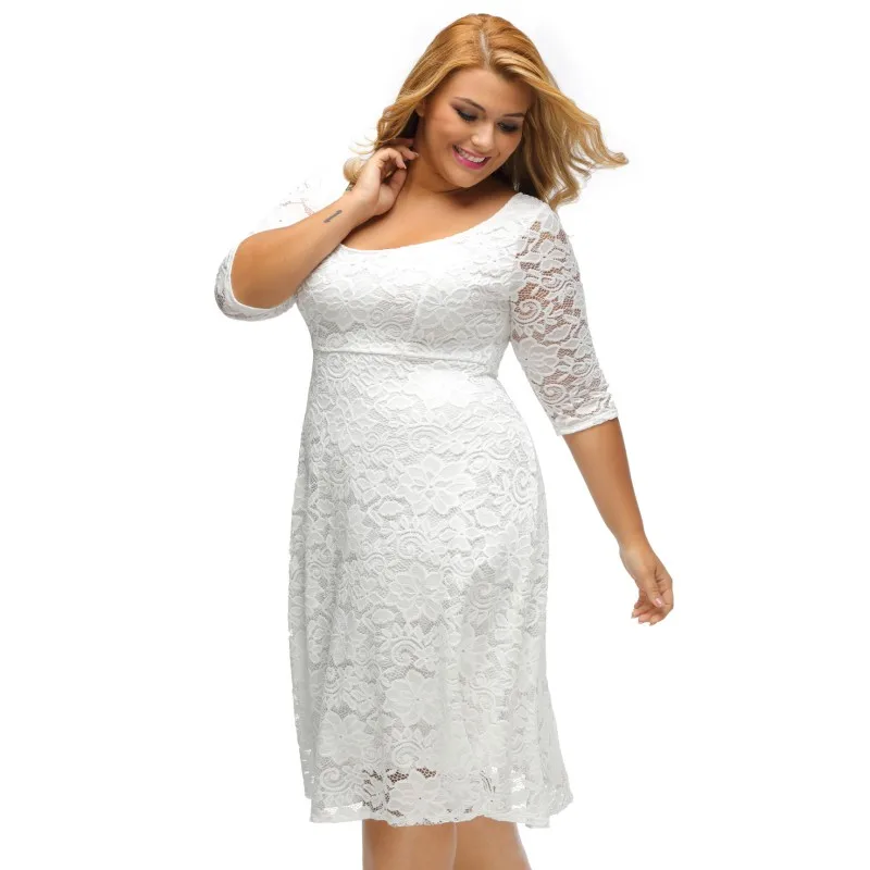 White-Floral-Lace-Sleeved-Fit-and-Flare-Curvy-Dress-LC61395-1-3_conew1
