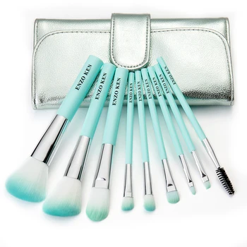 

Pink Makeup Brushes with Cosmetic Bag ENZOKEN 9pcs Face Eyeliner Blush Contour Blending Foundation Makeup Brush Set Professional