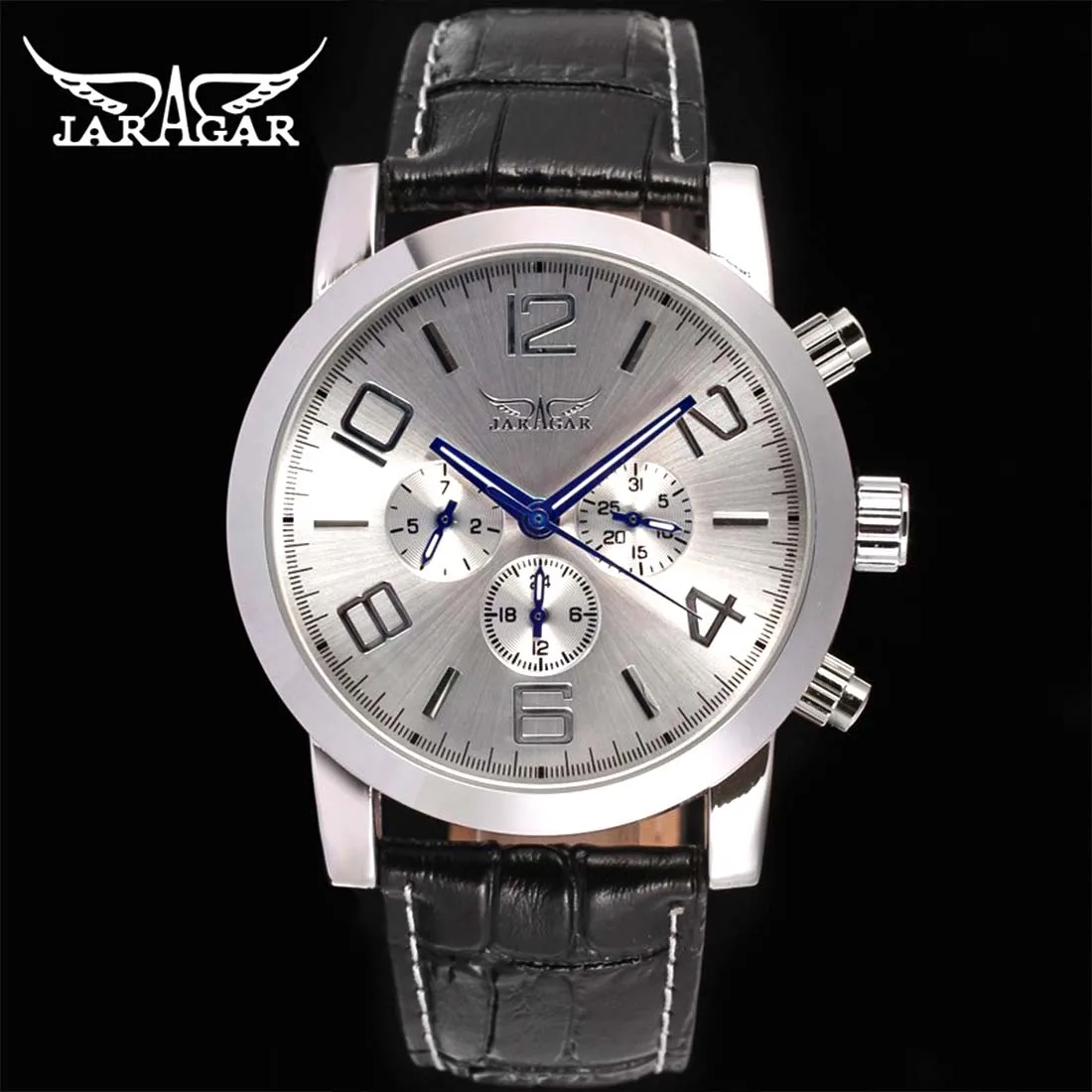 

2017 Hot Nice JARAGAR Quality Leather Band Nice Men Watch Leather Strap Watch Mechanical Watch