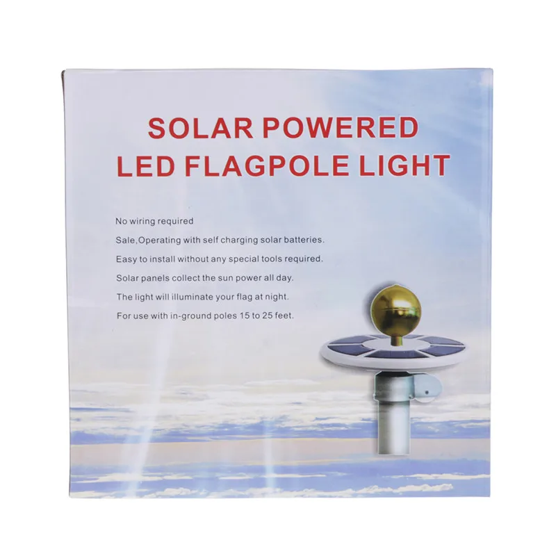 26 белый светодиодный круглый дизайн на солнечных батареях Светодиодный Флагшток свет открытый сад