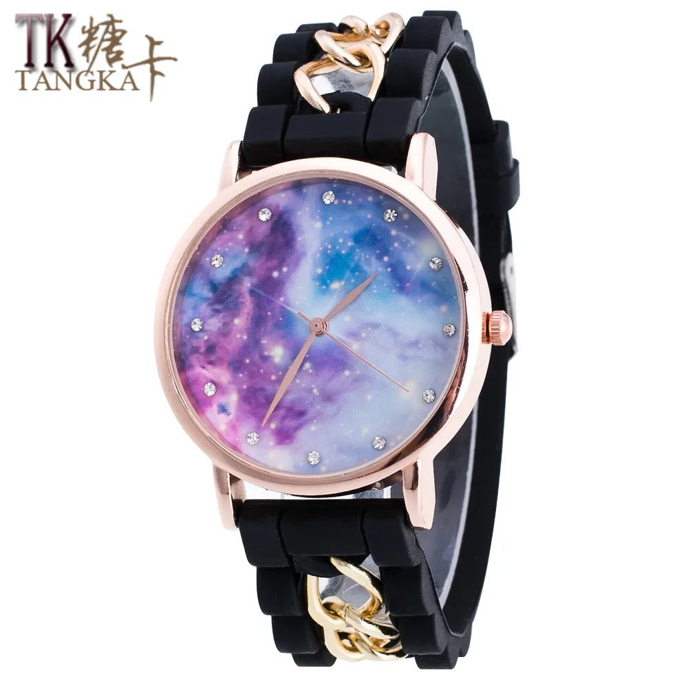 Leisure fashion ladies font b watch b font sky clockwise according to circular dial high quality