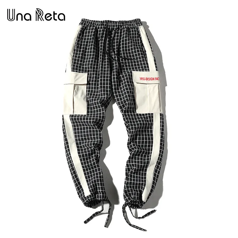Una Reta мужские брюки, уличная одежда, Новое поступление, сетчатые бегуны, брюки в стиле хип-хоп, мужские Модные повседневные высококачественные брюки-карго для мужчин - Цвет: Черный