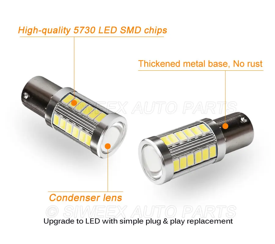 1 шт. BAU15S PY21W желтый автомобиль светодиодный лампы 33 5730 SMD Боковой габаритный фонарь заднего хода светильник купол тормозной фонарь белого и желтого цвета для DC 12V