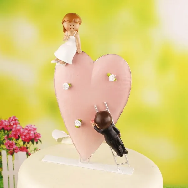 Забавный Свадебный Топпер для торта в стиле «Толстая пара» фигурки для торта жениха и невесты свадебные украшения торта Подарки сувениры - Цвет: Флуоресцентный желтый