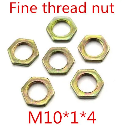 

100Pcs/Lot High Quality m10*1 steel with zinc fine thread hex thin nut thickness 4mm