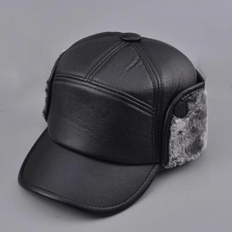 Mens Bomber Hats Russia Ear Protection Face Men's Winter Hat Plus