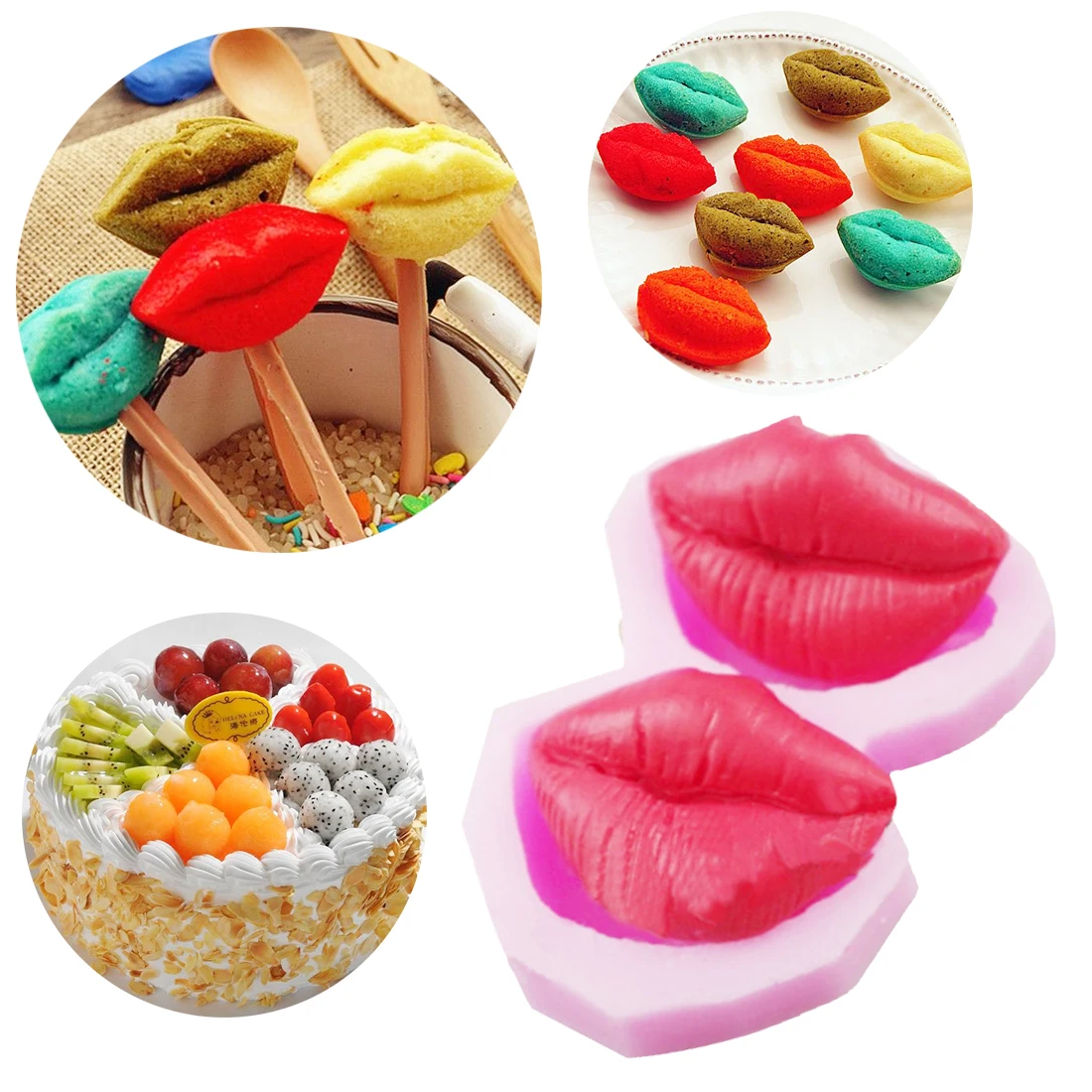 

Kitchen Pastry Tools 1PC 2 Holes Sexy Lips Shape Silicone Cake Chocolate Mold Fondant Sugar Baking Tools DIY Stencils Bakeware