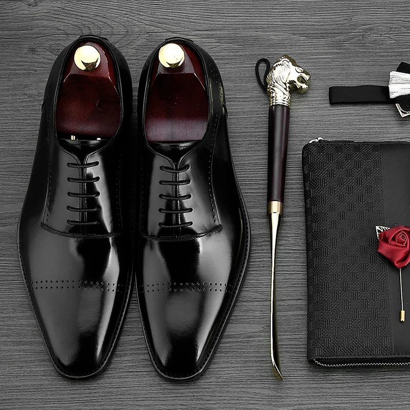 Preto Sapatos Dos Clássicos Hot De Couro Vestido Formais Homens Dedo Mycolen Homme marrom Sapatas Do Sale Designer Pé Soulier Pontas Oxford Genuíno Italiano nw1TdqTY4I