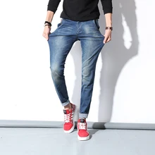 Men’s Jeans Blue High Stretch Denim Brand Men Jeans Casual Straight Denim Jeans Pants Business Relax Trousers Pantacourt Homme