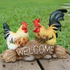 Outdoor Creative Resin Cock Hen Figurines Crafts Welcome Card Decoration Livingroom Home Accessories OrnamentS Garden Furnishing 1