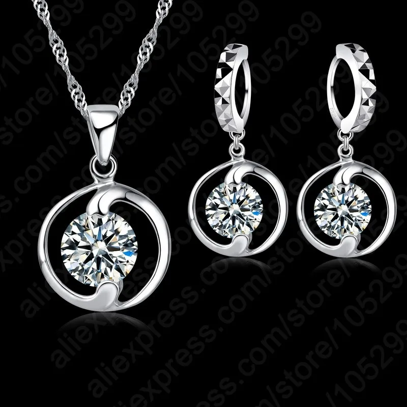 Unique Real Pure 925 Sterling Silver TOP Quality Vintage 18in Cubic Zirconia Fine Jewelry Sets
