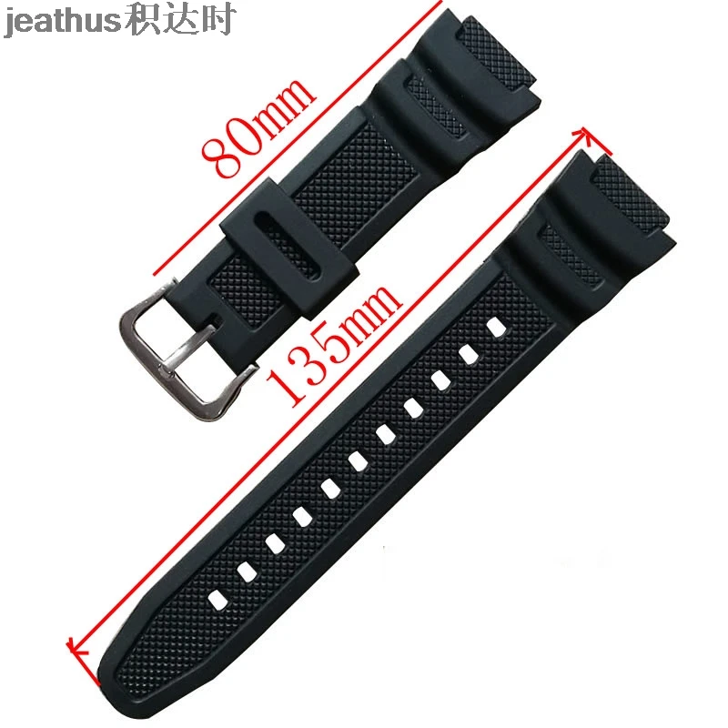 Jeathus watchband convex PU strap 18*25mm rubber silicone bracelet replace for casio AE-1300WH,W-216H,F-108WH,SGW500 w735 800h
