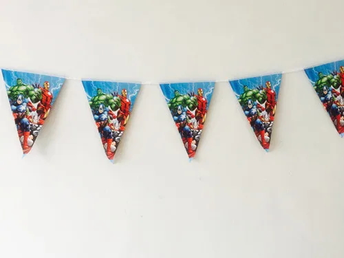 

1pc/lot avengers theme paper flag the avengers theme party paper banners kids favor birthday party decoration party supplies