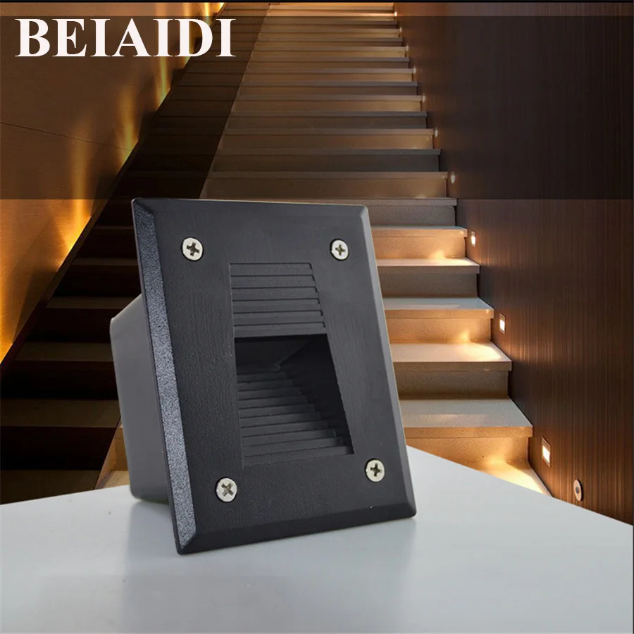 Goede BEIAIDI 10 STKS Outdoor LED Stap Licht 3 W IP65 Waterdichte Verzonken Muur Hoek Licht LED Footlight Tuin Landschap Trap lichten