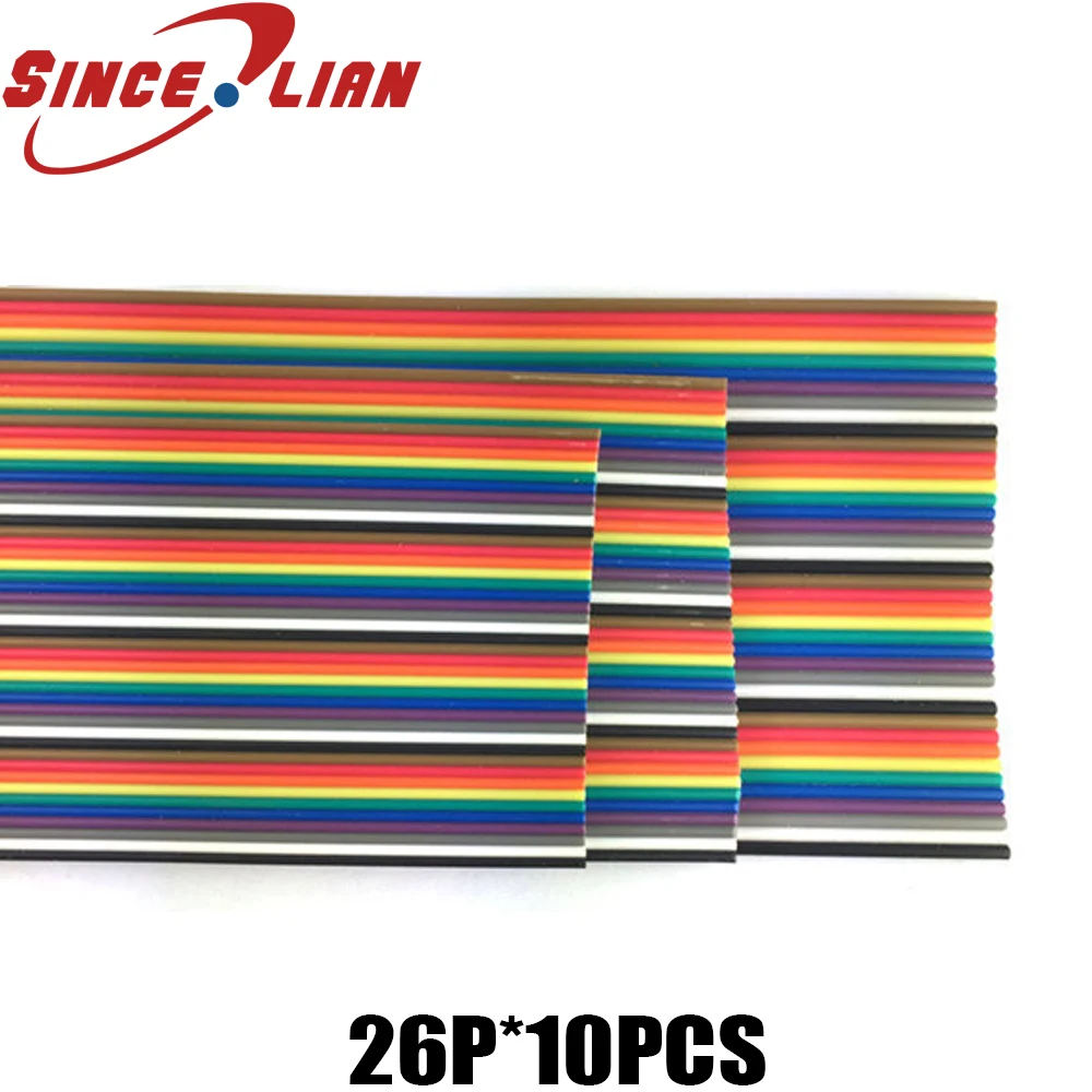

10Meters 26p dupont line 0.127mm Rainbow Flat Line Support Wire 105 Degree 300V Connector Wire For DIY Soldered Cable