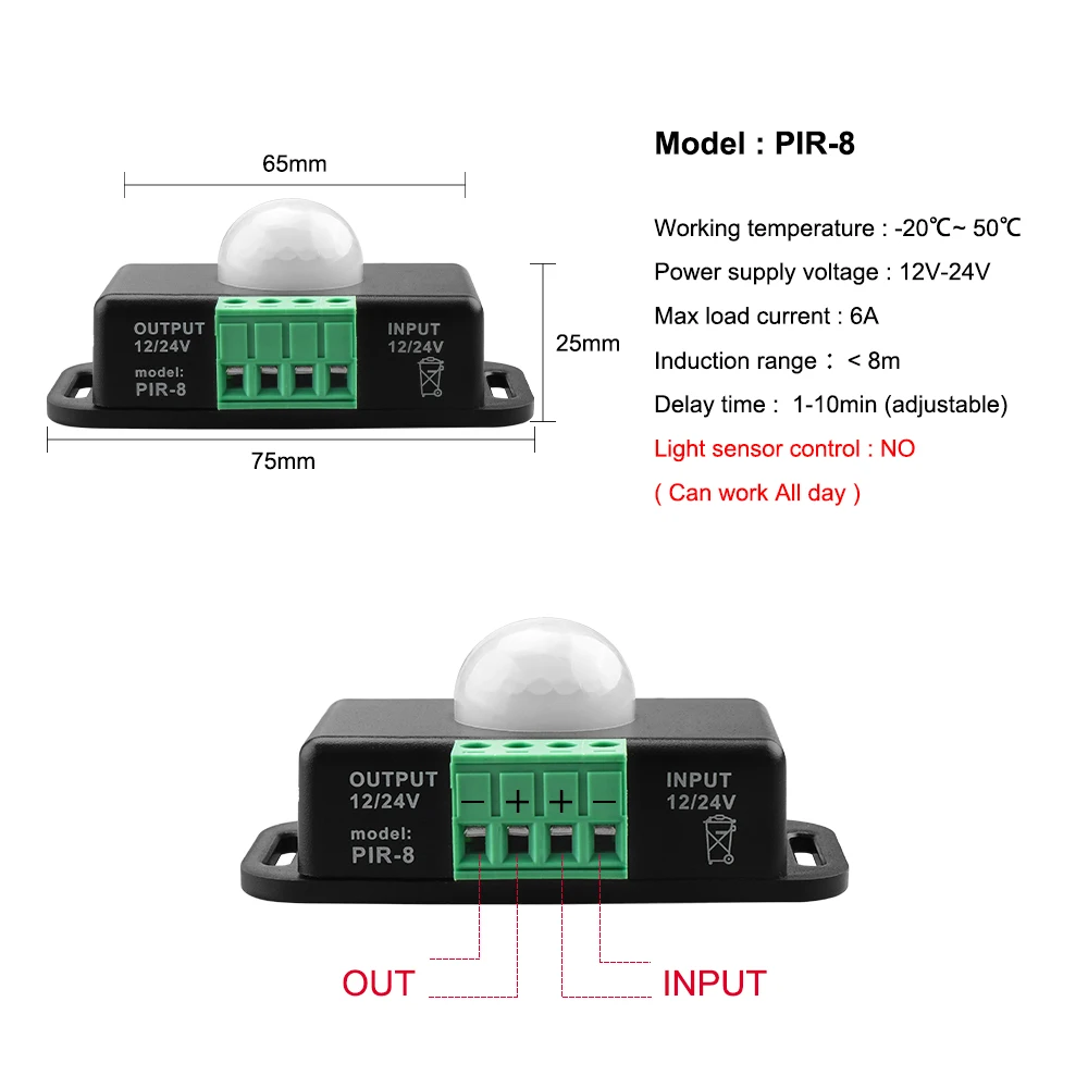 PIR Motion Sensor Light Switch with Free Welding Accessories