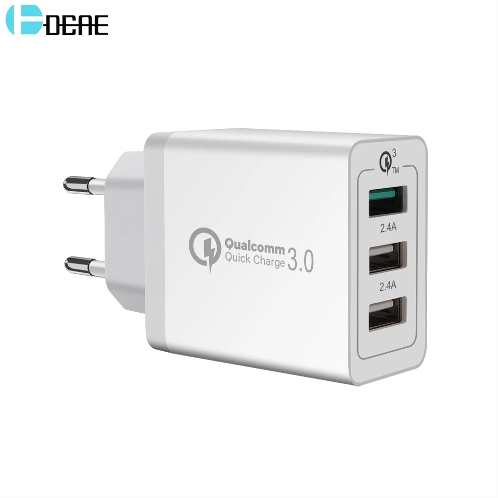 

DCAE 3 Ports Quick Charger QC 3.0 30W USB Charger For iPhone X 8 iPad Samsung S9 S8 Huawei Xiaomi Fast Charger QC3.0 EU/US Plug