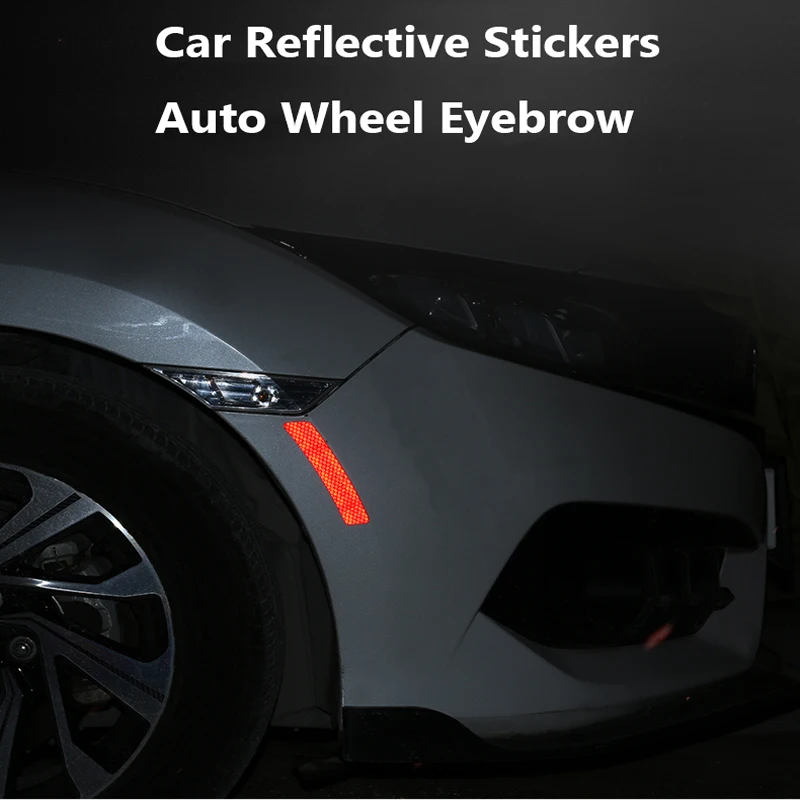 

4pcs Car Reflective Stickers Auto Wheel Eyebrow Bumper Safety Decals Self Adhesive Safety Warning Caution Stickers