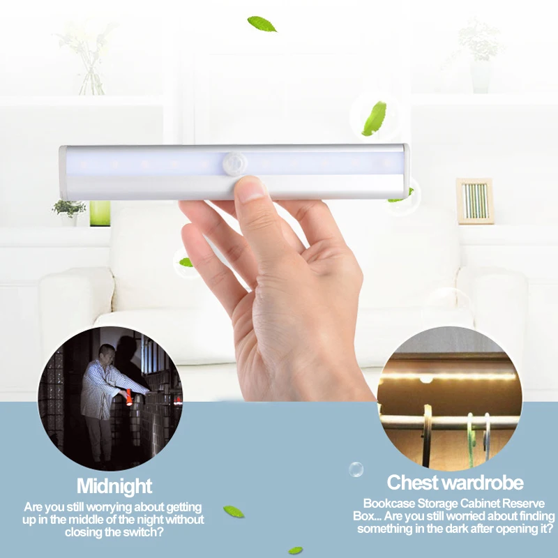 

LED Mirror Light PIR Motion Sensor Modern Cosmetic Smart wardrobe Wall Lamp USB rechargeable Garage Pathway sconce lamp