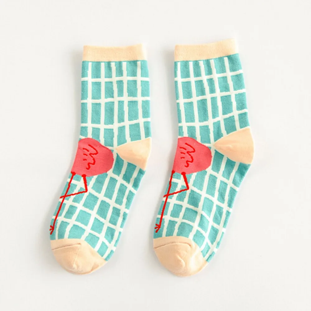 2018 Fashion Harajuku Bird Flamingo Cartoon Animal Socks Female Women Girl In Tube Sox Socks Cylinder Socks