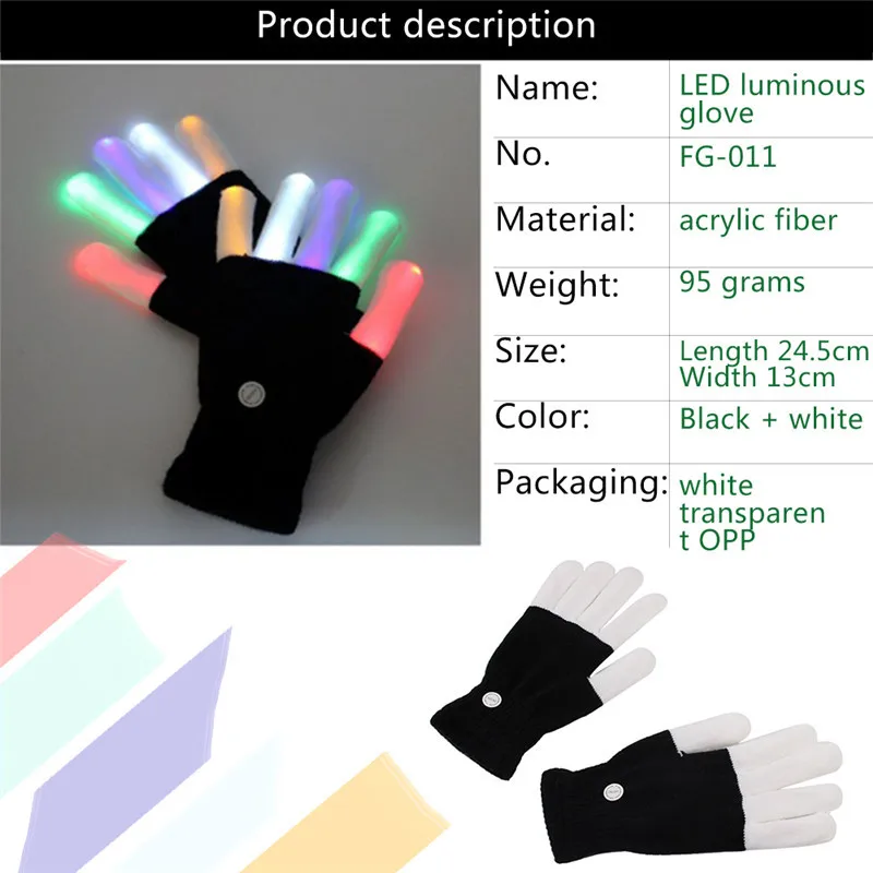 Классный 1 пара светодиодный светильник на палец, варежки, мигающие светящиеся перчатки, рейв-светильник, праздничные вечерние принадлежности, светящиеся перчатки